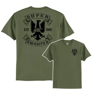 TREAD THREADS™ SUPER SWAMPER®  MILITARY GREEN BANNER LOGO T- SHIRT